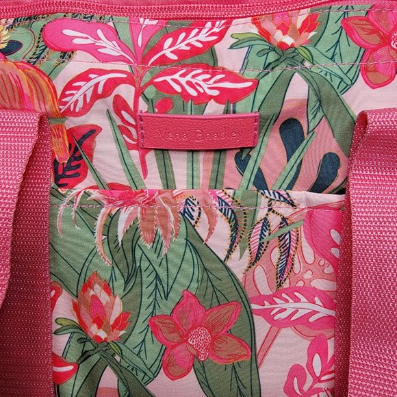 Vera Bradley Cooler Pink Tropical Palm Trees Picnic Beach Lunch New - Picture 3 of 12